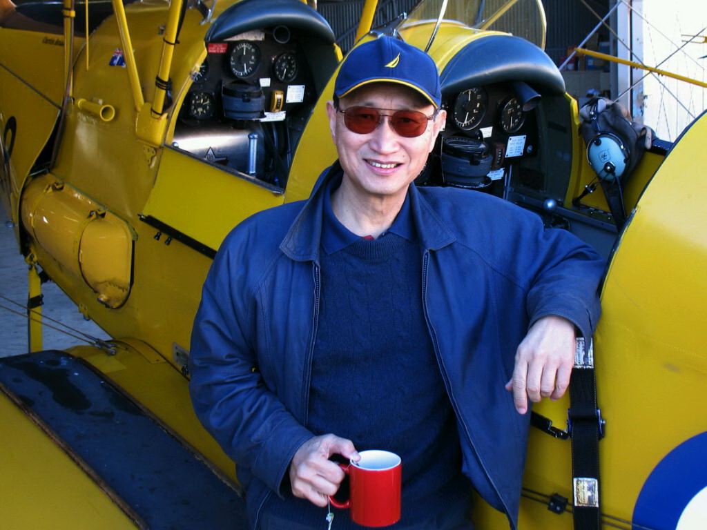 Khun Charn about to fly a Tiger Moth in Sydney