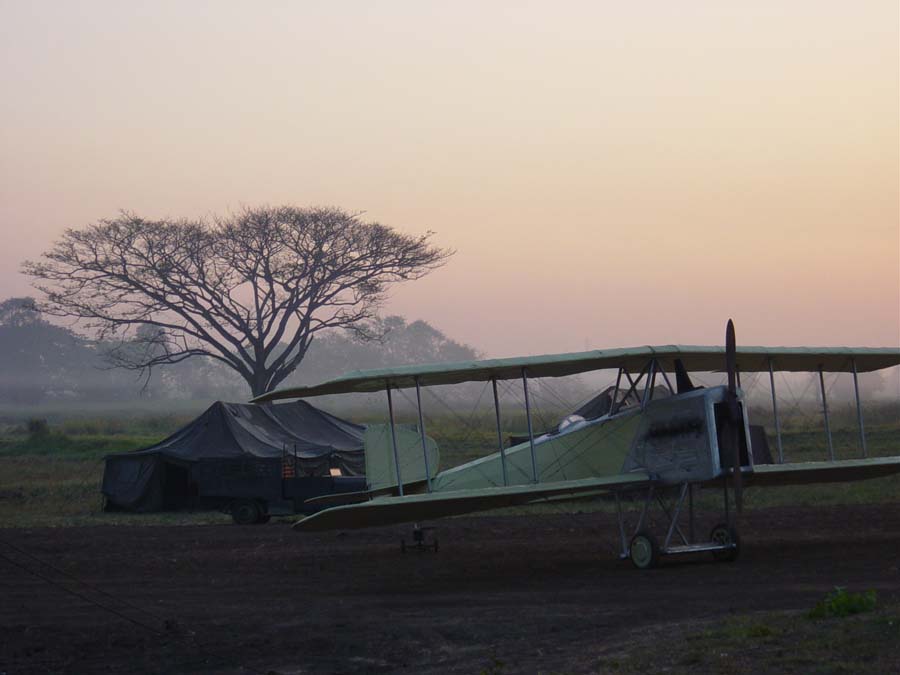 Breguet 14 at sunset on location in Pak Chong.