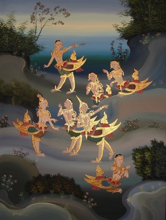 "Ginnaree" - a Thai Fable of ladies that are half bird and half human (located in Khun Thira's office)